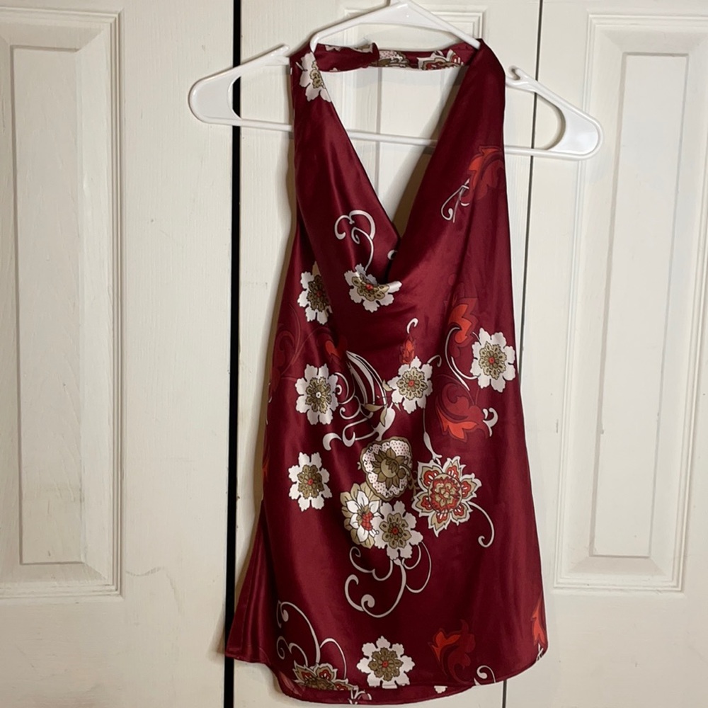 red silk flora tank